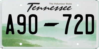 TN license plate A9072D