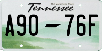 TN license plate A9076F