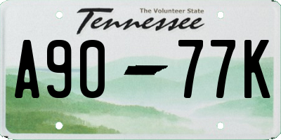 TN license plate A9077K