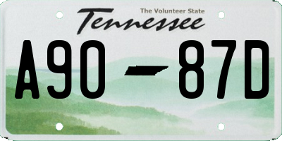 TN license plate A9087D