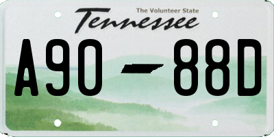TN license plate A9088D