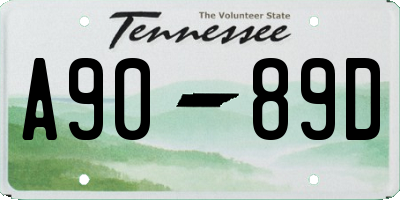 TN license plate A9089D