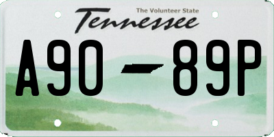 TN license plate A9089P