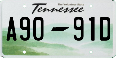 TN license plate A9091D