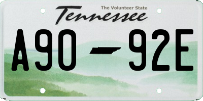 TN license plate A9092E