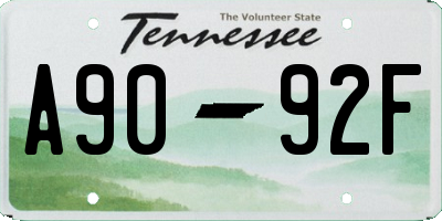 TN license plate A9092F