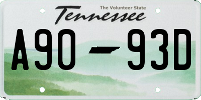 TN license plate A9093D
