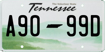 TN license plate A9099D