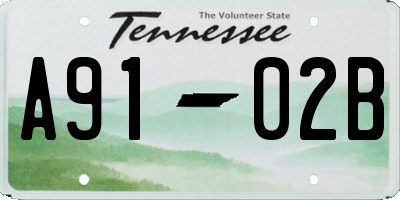 TN license plate A9102B