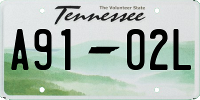 TN license plate A9102L