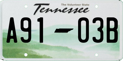 TN license plate A9103B