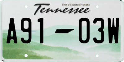 TN license plate A9103W