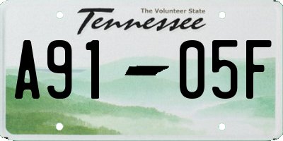 TN license plate A9105F