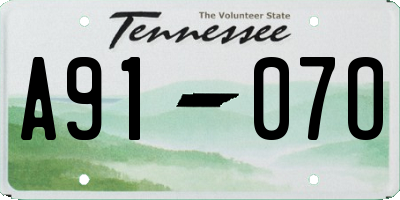 TN license plate A9107O