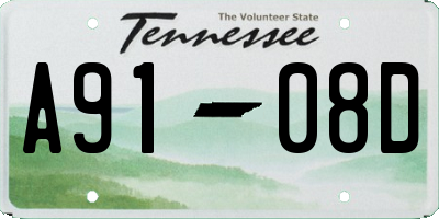 TN license plate A9108D