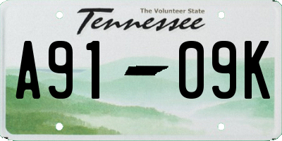 TN license plate A9109K