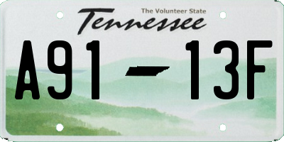 TN license plate A9113F