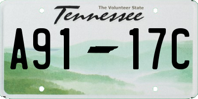 TN license plate A9117C