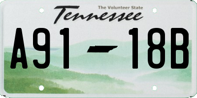 TN license plate A9118B