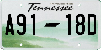 TN license plate A9118D