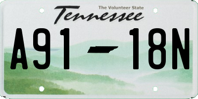 TN license plate A9118N