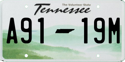 TN license plate A9119M