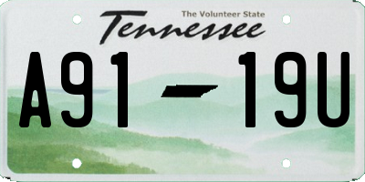 TN license plate A9119U