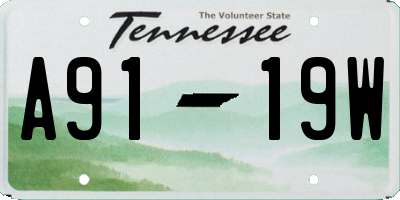 TN license plate A9119W