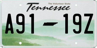 TN license plate A9119Z