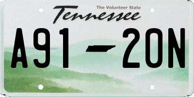 TN license plate A9120N