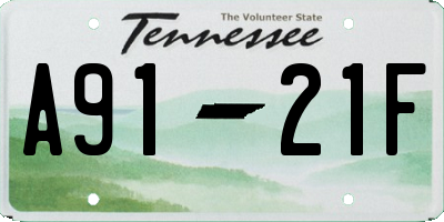 TN license plate A9121F