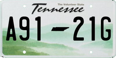 TN license plate A9121G