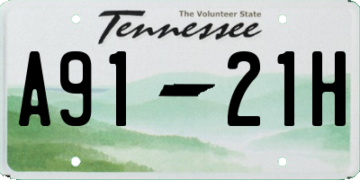 TN license plate A9121H