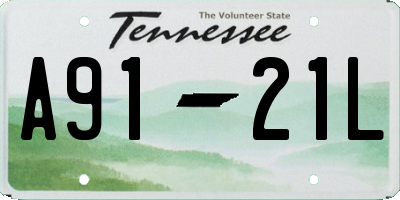 TN license plate A9121L