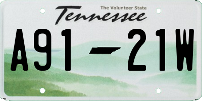 TN license plate A9121W