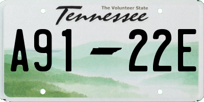 TN license plate A9122E