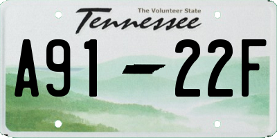 TN license plate A9122F