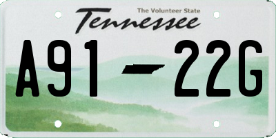 TN license plate A9122G