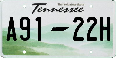 TN license plate A9122H