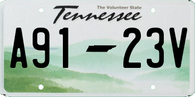 TN license plate A9123V