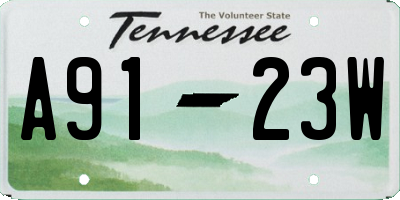 TN license plate A9123W