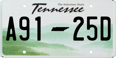 TN license plate A9125D