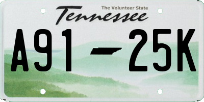 TN license plate A9125K