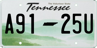 TN license plate A9125U