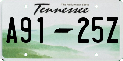 TN license plate A9125Z