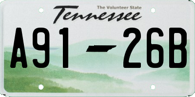 TN license plate A9126B
