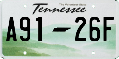 TN license plate A9126F