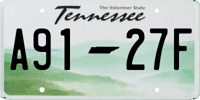 TN license plate A9127F