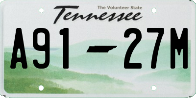 TN license plate A9127M