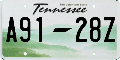 TN license plate A9128Z
